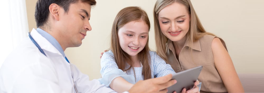 clinician with parent and child